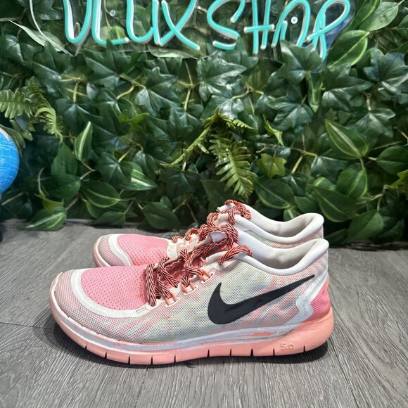 Nike Free 5.0 GS Running Shoes Size 5y/Womens 6.5 Lava Pink Pow 725114-100 - Picture 4 of 10
